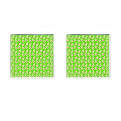 Square Flowers Green Cufflinks (square) by snowwhitegirl