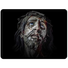 Jesuschrist Face Dark Poster Double Sided Fleece Blanket (large)  by dflcprints