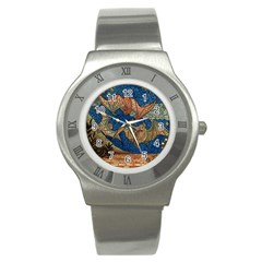 Bats Cubism Mosaic Vintage Stainless Steel Watch by Nexatart
