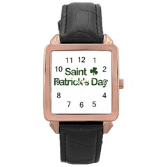  St  Patricks Day  Rose Gold Leather Watch  by Valentinaart