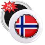 Norway Country Nation Blue Symbol 3  Magnets (100 pack) Front