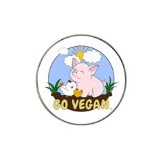 Go Vegan - Cute Pig And Chicken Hat Clip Ball Marker (4 Pack) by Valentinaart