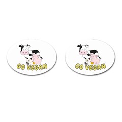 Friends Not Food - Cute Pig And Chicken Cufflinks (oval) by Valentinaart