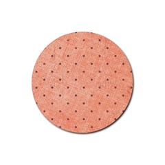 Dot Peach Rubber Coaster (round)  by snowwhitegirl
