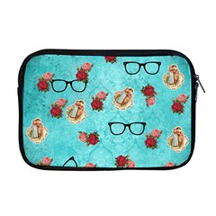 Vintage Glasses Blue Apple Macbook Pro 17  Zipper Case by snowwhitegirl