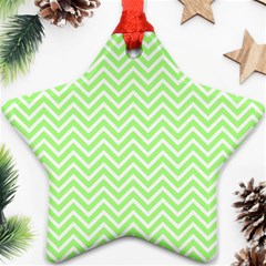 Green Chevron Star Ornament (two Sides) by snowwhitegirl