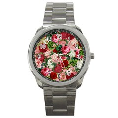 Rose Bushes Sport Metal Watch by snowwhitegirl