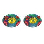 Cross Flowers Cufflinks (Oval) Front(Pair)