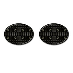 Dark Ethnic Stars Motif Pattern Cufflinks (oval) by dflcprints