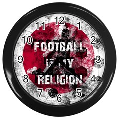 Football Is My Religion Wall Clocks (black) by Valentinaart