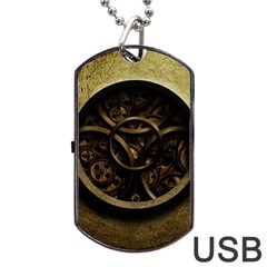 Abstract Steampunk Textures Golden Dog Tag Usb Flash (one Side) by Sapixe