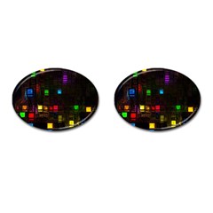 Abstract 3d Cg Digital Art Colors Cubes Square Shapes Pattern Dark Cufflinks (oval) by Sapixe