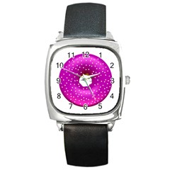 Donut Transparent Clip Art Square Metal Watch by Sapixe