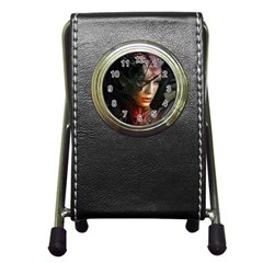 Digital Fantasy Girl Art Pen Holder Desk Clocks by Sapixe