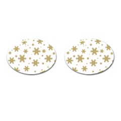 Gold Snow Flakes Snow Flake Pattern Cufflinks (oval) by Sapixe
