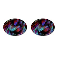 Native Blanket Abstract Digital Art Cufflinks (oval) by Sapixe