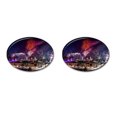 New Year New Year’s Eve In Salzburg Austria Holiday Celebration Fireworks Cufflinks (oval) by Sapixe