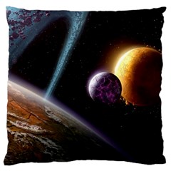 Planets In Space Large Flano Cushion Case (one Side) by Sapixe