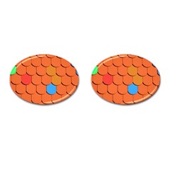 Roof Brick Colorful Red Roofing Cufflinks (oval) by Sapixe