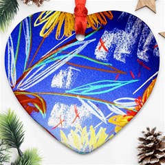Ceramic Jur And Sunlowers Ornament (heart) by bestdesignintheworld