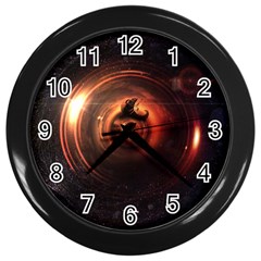 Steampunk Airship Sailing The Stars Of Deep Space Wall Clocks (black) by jayaprime