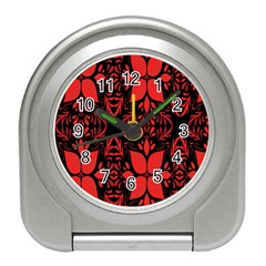 Christmas Red And Black Background Travel Alarm Clocks by Sapixe