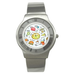 Colorful Doodle Soda Cartoon Set Stainless Steel Watch by Sapixe