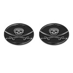 Skull Metal Background Carved Cufflinks (Oval) Front(Pair)