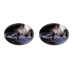 Mountains Moon Earth Space Cufflinks (oval) by Sapixe
