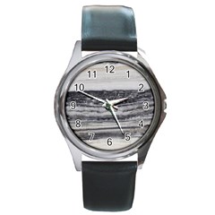 Marble Tiles Rock Stone Statues Pattern Texture Round Metal Watch by Simbadda