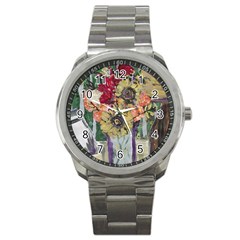 Sunflowers And Lamp Sport Metal Watch by bestdesignintheworld