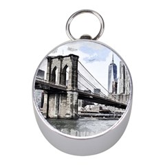 City Skyline Skyline City Cityscape Mini Silver Compasses by Simbadda