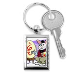Bunny Easter Artist Spring Cartoon Key Chains (Rectangle)  Front