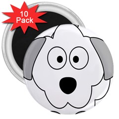 Animal Cartoon Colour Dog 3  Magnets (10 Pack)  by Nexatart