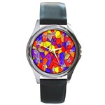 Mosaic Tiles Pattern Texture Round Metal Watch Front