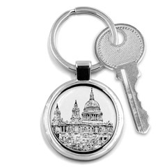 Line Art Architecture Church Key Chains (round)  by Sapixe