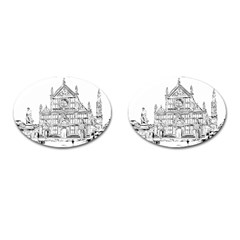 Line Art Architecture Church Italy Cufflinks (oval) by Sapixe