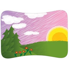 Pine Trees Trees Sunrise Sunset Velour Seat Head Rest Cushion by Sapixe