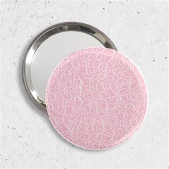 Elios Shirt Faces In White Outlines On Pale Pink Cmbyn 2 25  Handbag Mirrors by PodArtist