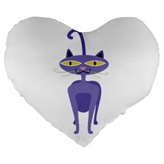 Cat Clipart Animal Cartoon Pet Large 19  Premium Flano Heart Shape Cushions by Sapixe