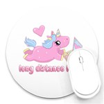 Long distance lover - Cute Unicorn Round Mousepads Front