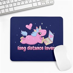 Long Distance Lover - Cute Unicorn Large Mousepads by Valentinaart