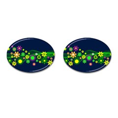 Flower Power Flowers Ornament Cufflinks (oval) by Sapixe