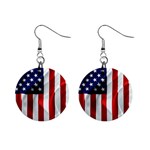 American Usa Flag Vertical Mini Button Earrings Front