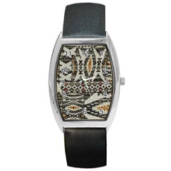 Fabric Textile Abstract Pattern Barrel Style Metal Watch by Nexatart