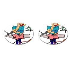 Housewife Multitasking Woman Cufflinks (oval) by Sapixe