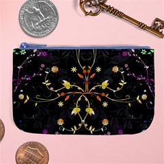 Beautiful Floral Swirl Brushes Vector Design Large Coin Purse by flipstylezfashionsLLC