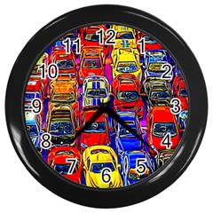 Colorful Toy Racing Cars Wall Clock (black) by FunnyCow