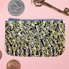 Bright Gold Black And White Waves Created By Flipstylez Designs Large Coin Purse by flipstylezfashionsLLC