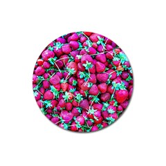 Pile Of Red Strawberries Magnet 3  (round) by FunnyCow